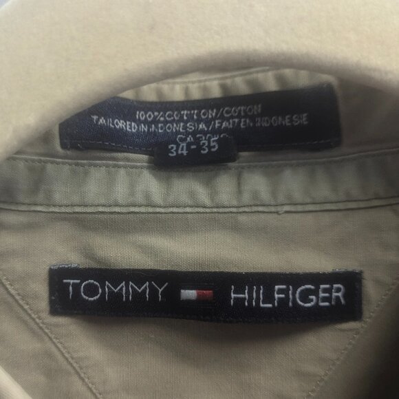 Tommy Hilfiger Size  16 1/2x34/35 Khaki Long Sleeved Button Down - Picture 3 of 16
